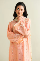 3 Piece - Printed Embroidered Suit - C6170