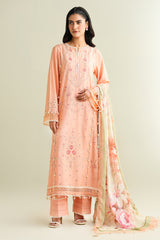 3 Piece - Printed Embroidered Suit - C6170