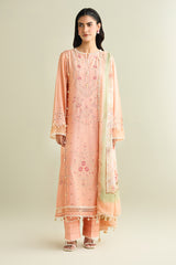 3 Piece - Printed Embroidered Suit - C6170