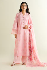 3 Piece - Embroidered Self Jacquard Suit - C6175