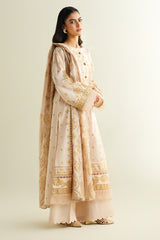 3 Piece - Printed Embroidered Suit - C6172