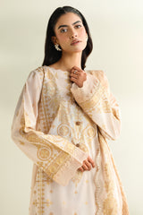 3 Piece - Printed Embroidered Suit - C6172