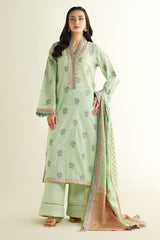 2 Piece - Printed Embroidered Suit - C6122