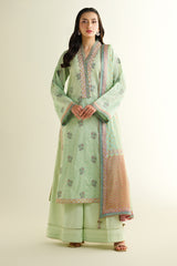 2 Piece - Printed Embroidered Suit - C6122