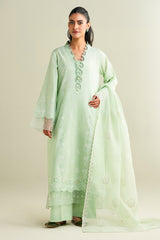 3 Piece - Printed Embroidered Suit - C6157