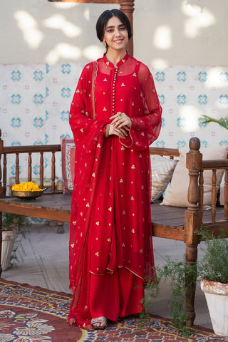 3 Piece Dyed & Embroidered Chiffon Suit