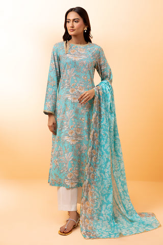 2 Piece Printed Lawn Shirt & Dupatta