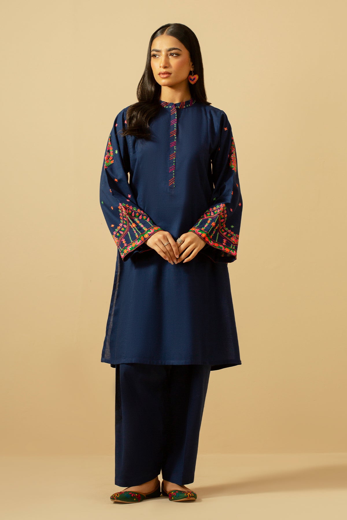 2 Piece - Embroidered Khaddar Suit