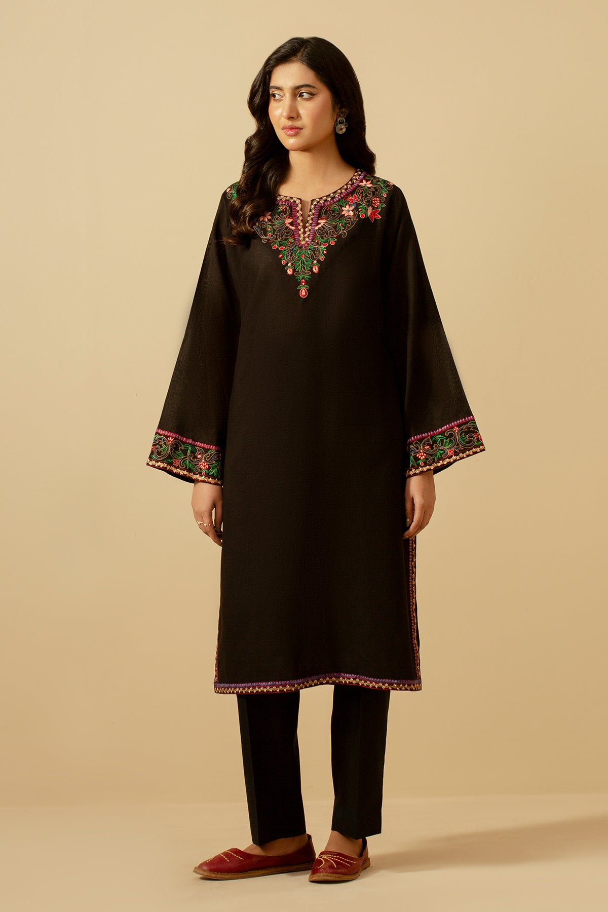 Embroidered Khaddar Shirt