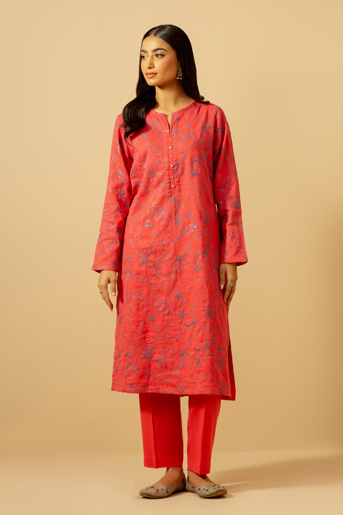 2 Piece - Embroidered Cotton Karandi Suit