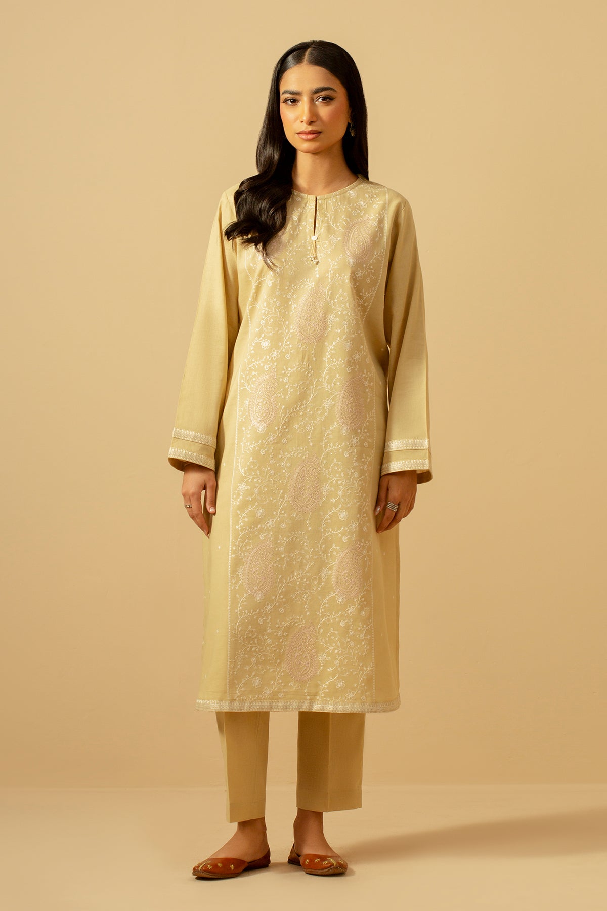 2 Piece Dyed & Embroidered Khaddar Shirt & Trouser