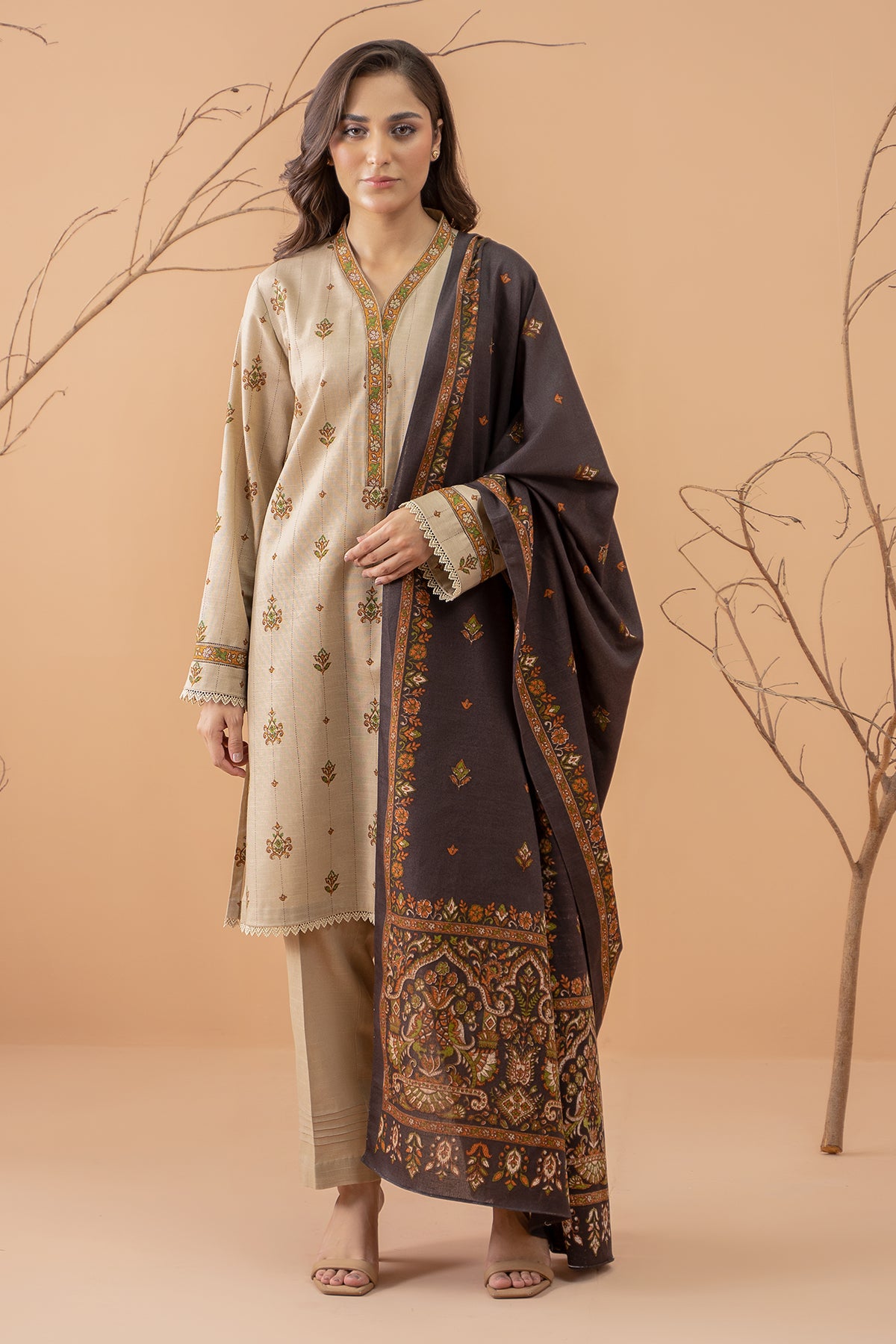 3 Piece Slub Khaddar Suit