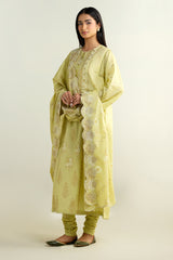 3 Piece - Printed Embroidered Suit - C6138