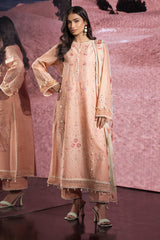 3 Piece - Printed Embroidered Suit - C6170