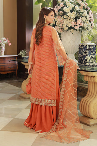 4 Piece Hexa Poly Net Shirt & Dupatta