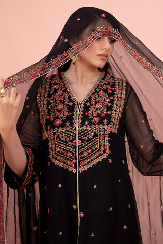 3 Piece Dyed & Embroidered Pk Chiffon Suit