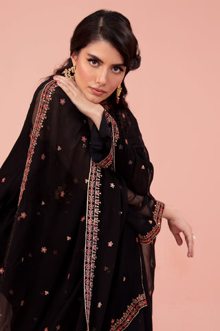 3 Piece Dyed & Embroidered Pk Chiffon Suit