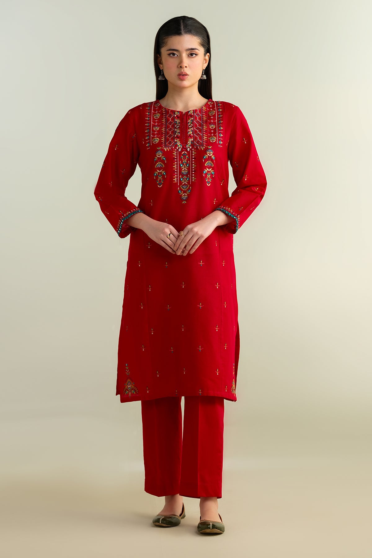 2 Piece- Embroidered Suit-KPS25-P3201