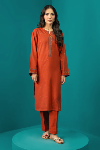 2 Piece Dyed & Embroidered Khaddar Shirt & Trouser