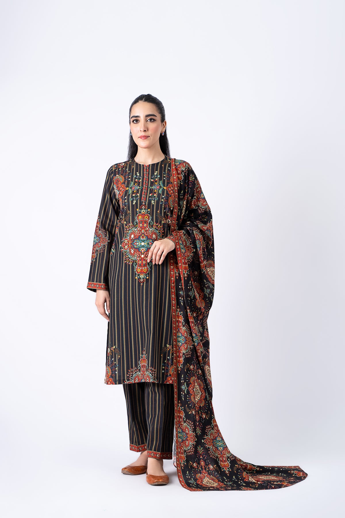 3 Piece Printed Khadar Suit