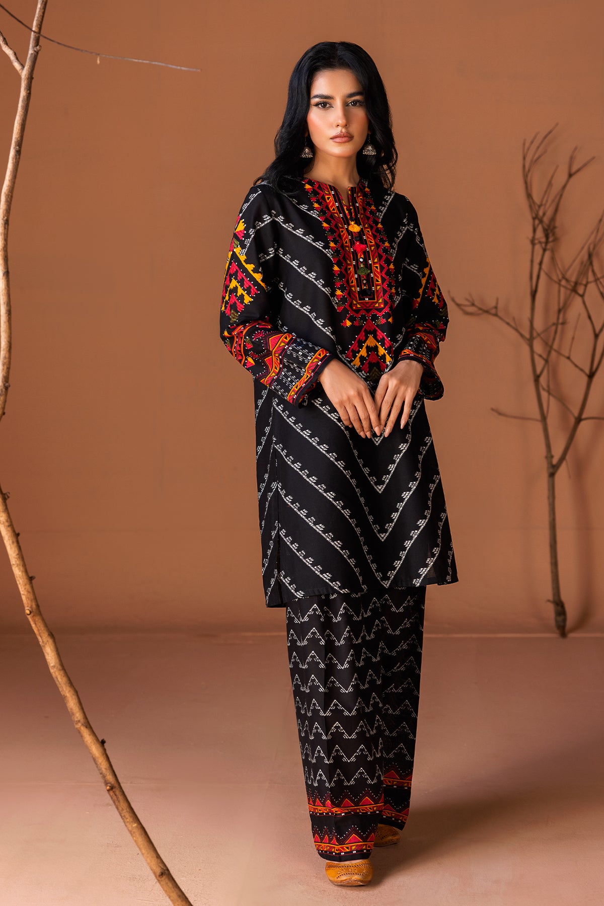 2 Piece Printed Khaddar Shirt & Trouser