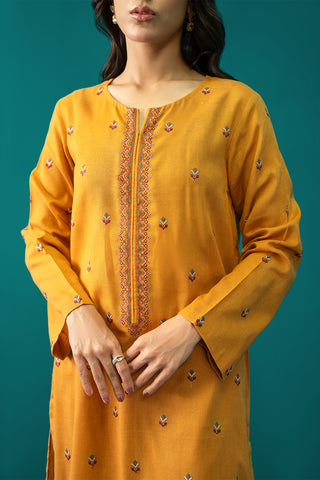 2Pc Dyed & Embroidered Khaddar Shirt & Trouser