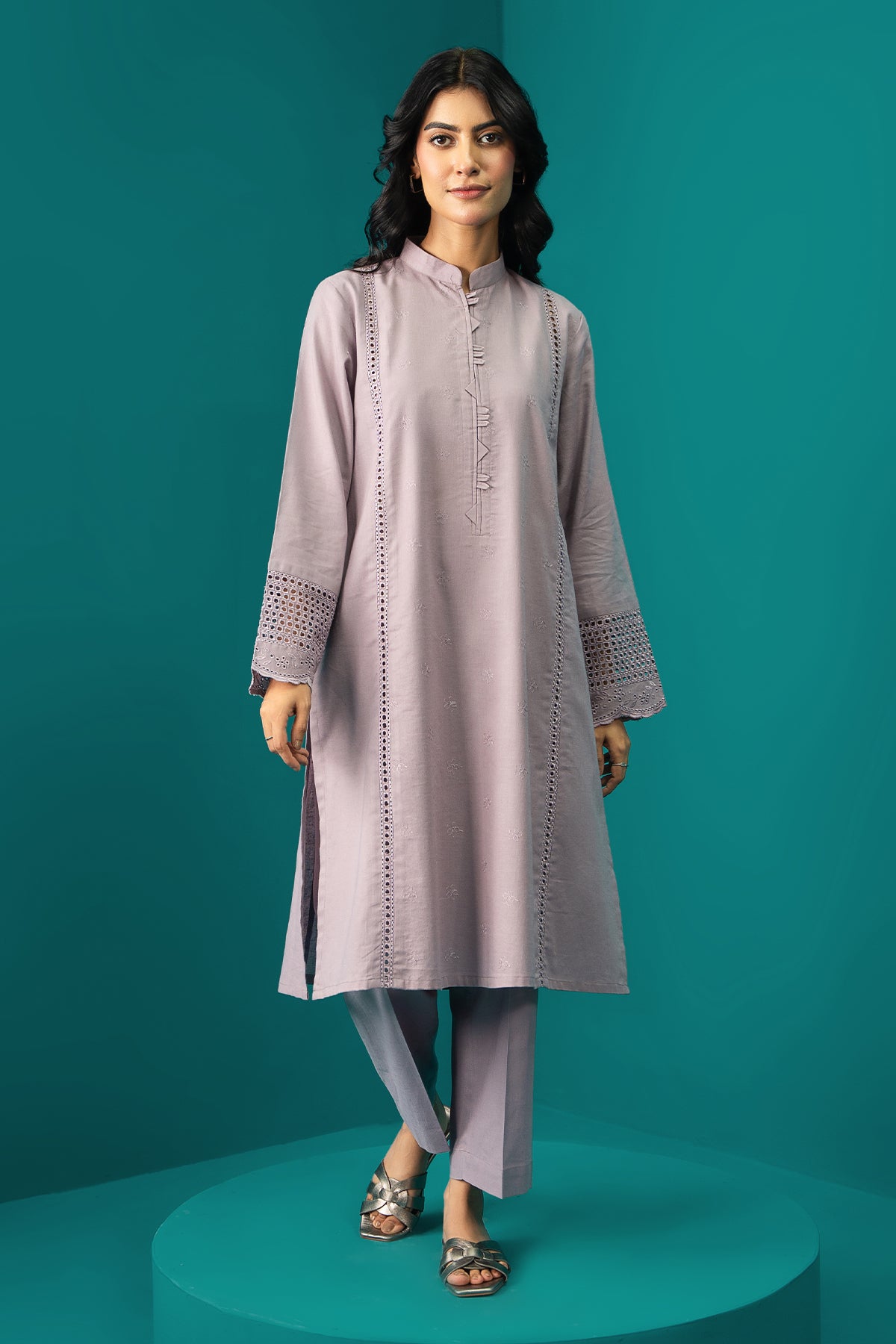 2 Piece Dyed & Embroidered Khaddar Shirt & Trouser