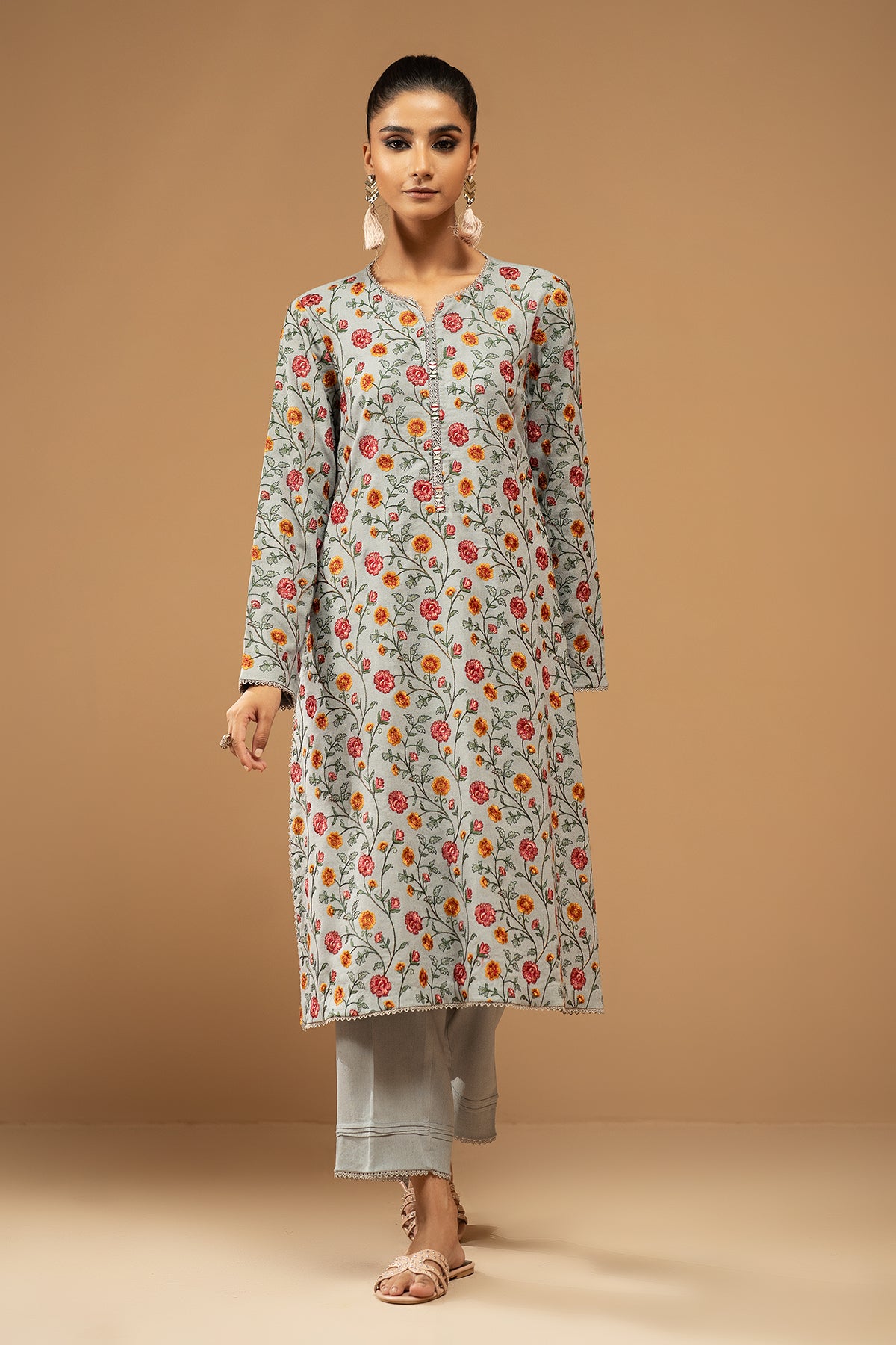 2 Piece Dyed & Embroidered Cotton Kara Shirt & Trouser