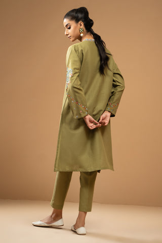 2 Piece Dyed & Embroidered Khaddar Shirt & Trouser