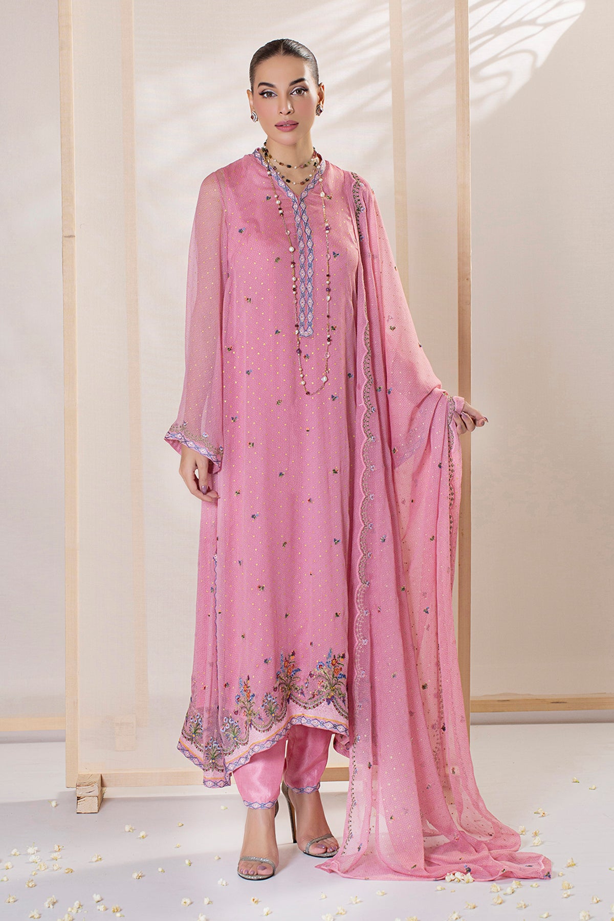 2 Piece Pure Chiffon Shirt & Dupatta