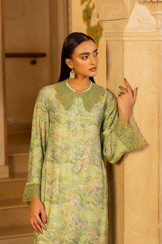 2Pc Printed And Embroidered Viscose silk Shirt & Trouser