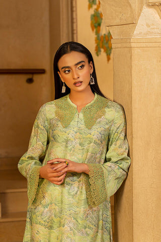 2Pc Printed And Embroidered Viscose silk Shirt & Trouser