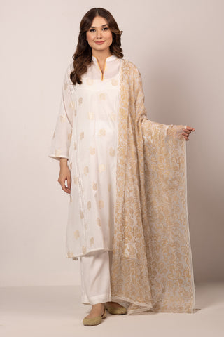 2 Piece Lawn Jacquard Shirt  & Dupatta