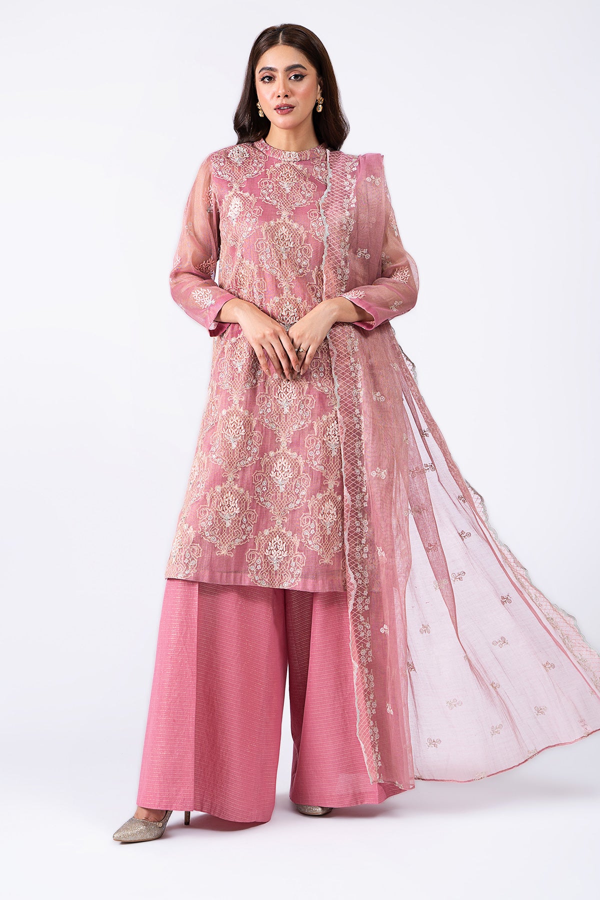 3 Piece Zari Net Suit